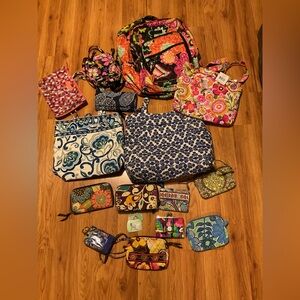 HUGE 16 Piece Vera Bradley Lot Backpack, Tote, Wallets, ID Lanyard and More